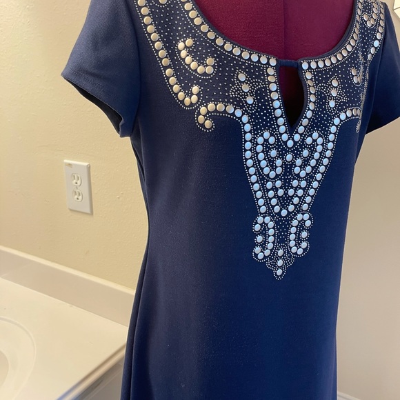 Blue Dress with Silver Decor - Picture 6 of 7